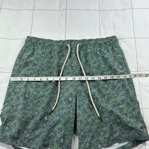 Fair Harbor Shorts Mens Large Green Mini Floral Bayberry Swim Trunk Lined Active - Picture 8 of 12